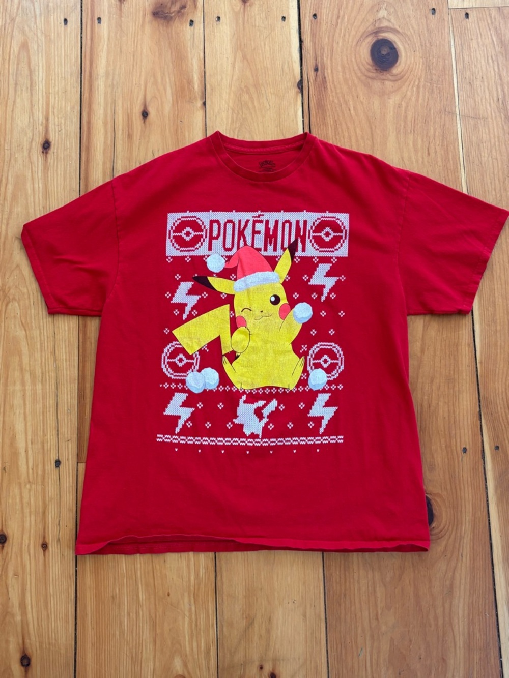 Pokemon Pikachu Christmas Tee Red XL